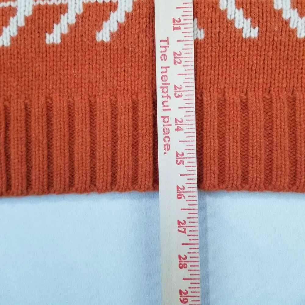 GAP Sweater Womens Small Orange Lambswool Raglan Knit Fishbone Art to Wear